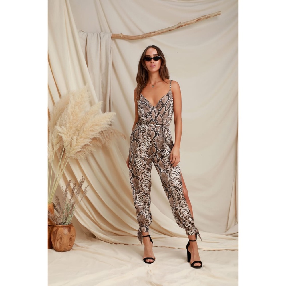 Jasper Beige Snake Print Surplice Jumpsuit
Lulus